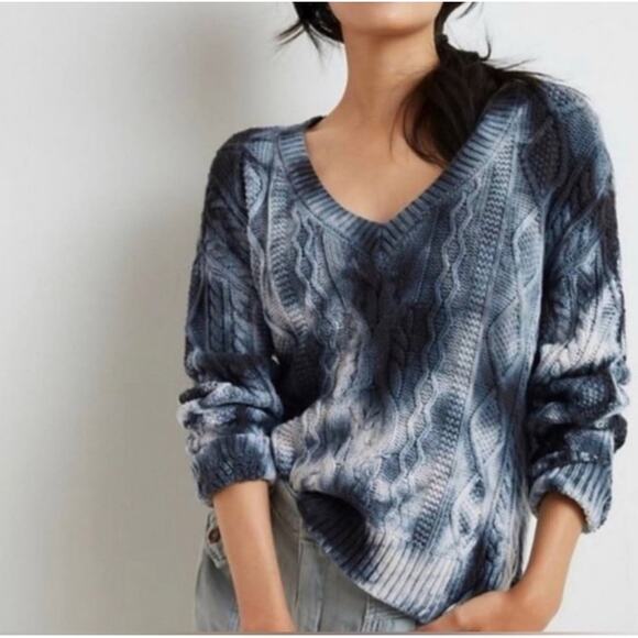 Anthropologie Pilcro Joni Multicolor Tie-Dye Chunky Cable Knit Sweater Size XS - Picture 1 of 7